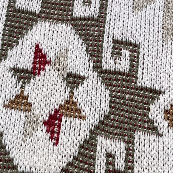 Vintage Southwestern Knit Cream Short Sleeve Collared Sweater Size Medium - Picture 6 of 10